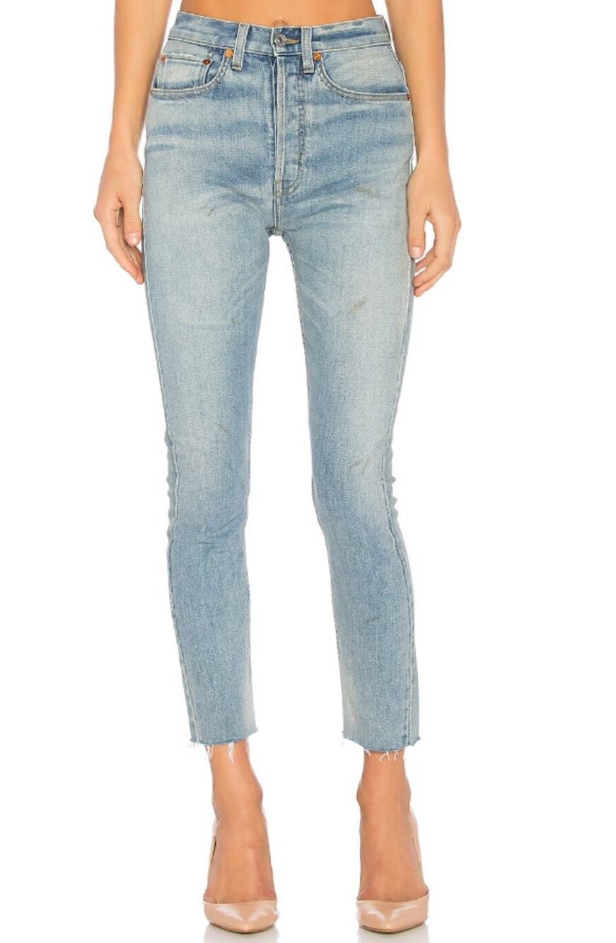 RE/DONE Originals Womens High Rise Ankle Crop Jeans SIZE 25 Super Light Blue NWT